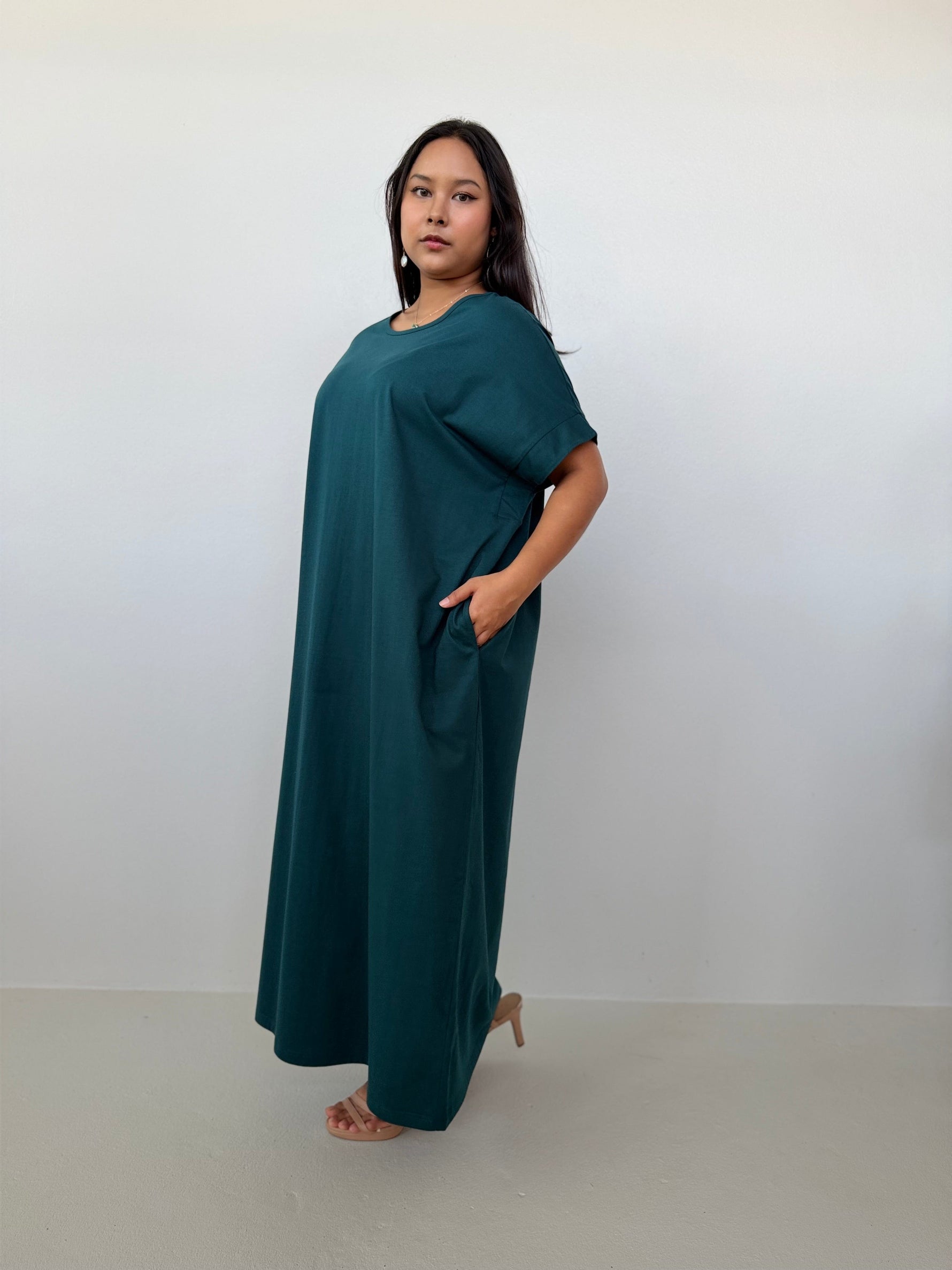 Mala Handworks Alice Jersey Cotton Kaftan in Petrol