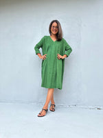 Mala Handworks Bree Double Gauze Cotton Dress in Jade