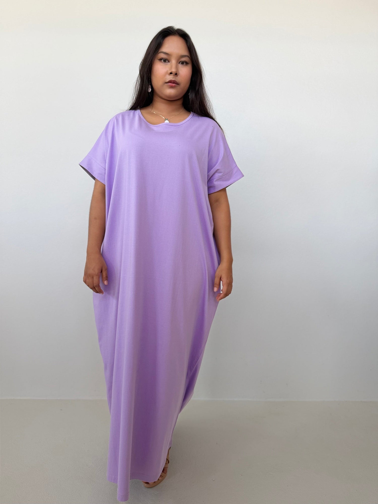 Mala Handworks Alice Jersey Cotton Kaftan in Lilac