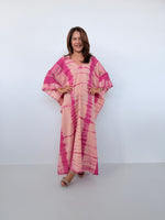 Mala Handworks Olena Cotton Kaftan in Watermelon & Peach Tie Dye