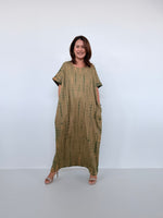 Mala Handworks Alice Jersey Cotton Kaftan in Olive Tie Dye