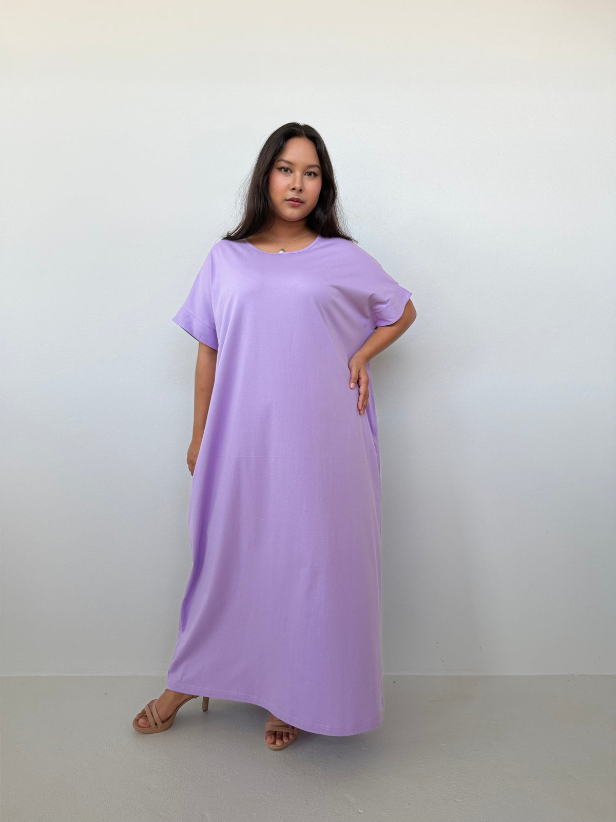 Mala Handworks Alice Jersey Cotton Kaftan in Lilac