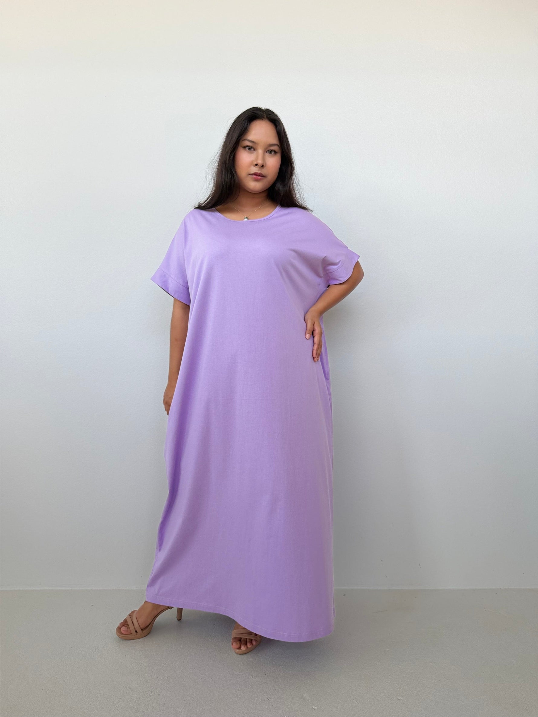 Mala Handworks Alice Jersey Cotton Kaftan in Lilac