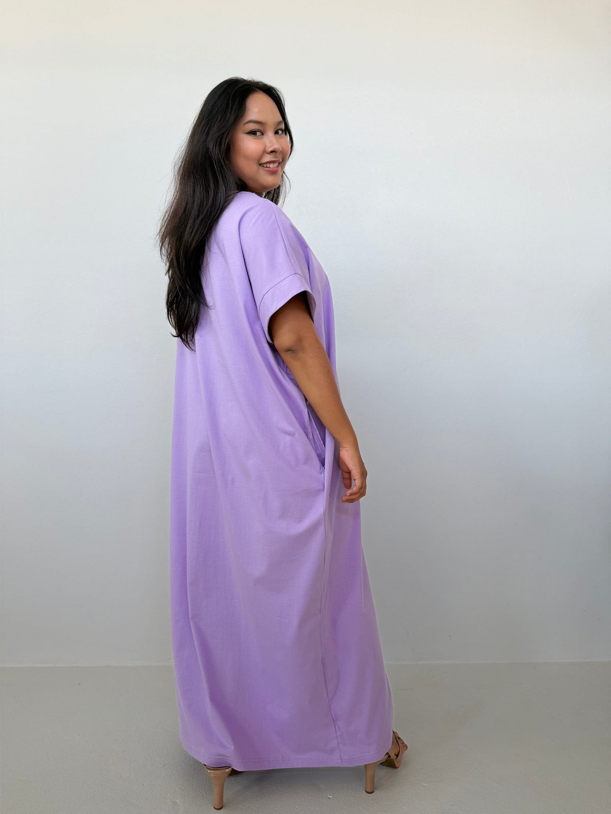 Mala Handworks Alice Jersey Cotton Kaftan in Lilac