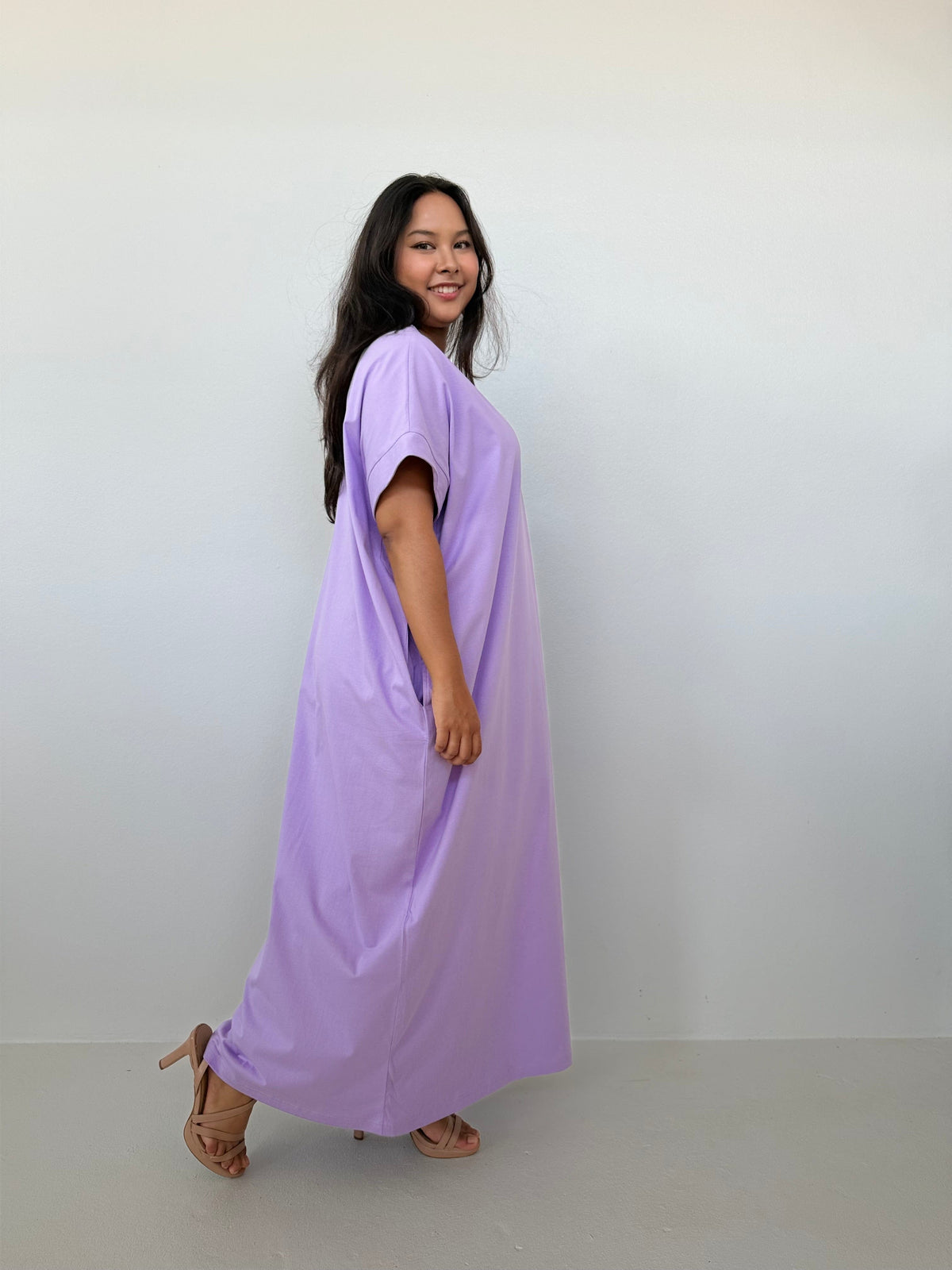 Mala Handworks Alice Jersey Cotton Kaftan in Lilac
