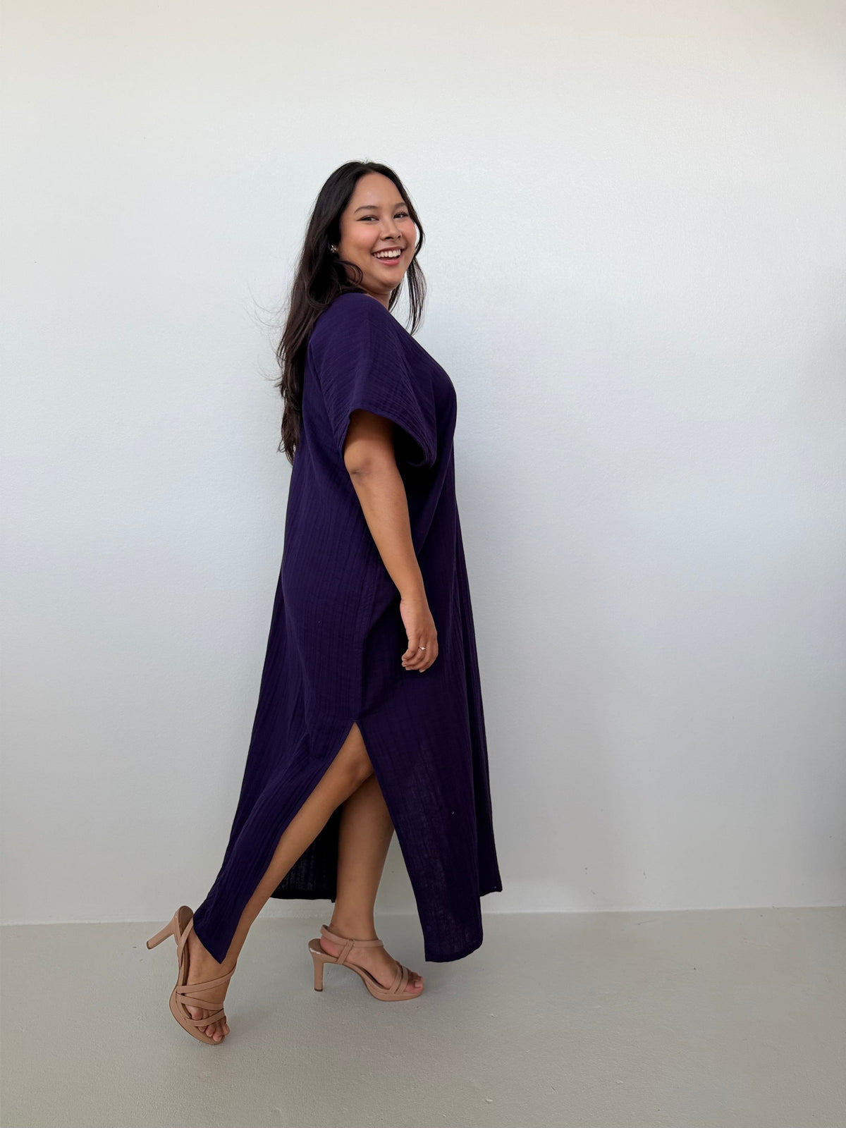Mala Handworks Gloria Cotton Kaftan in Blackberry