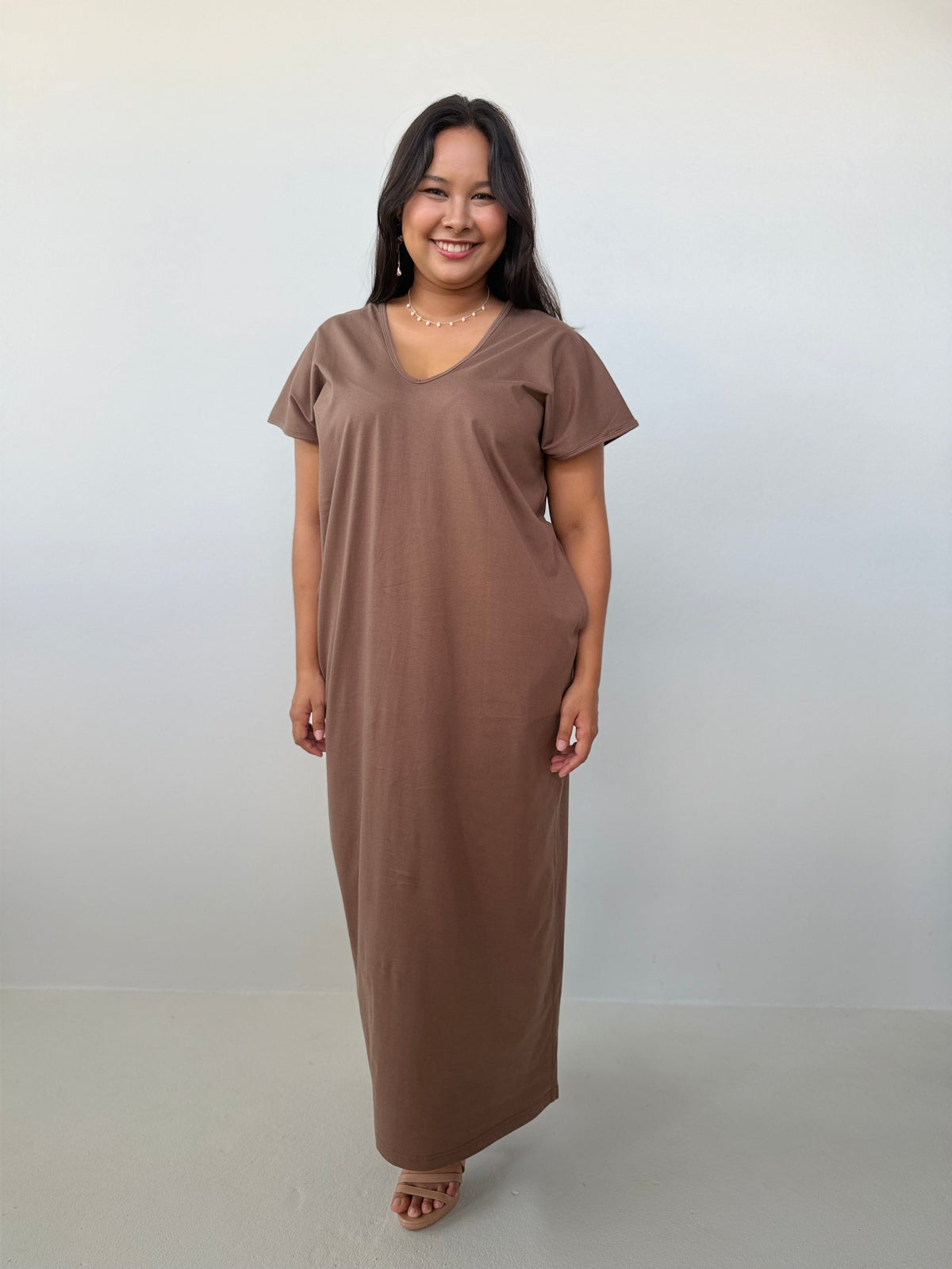 Mala Handworks Alisa Petite Cotton Kaftan in Mocha