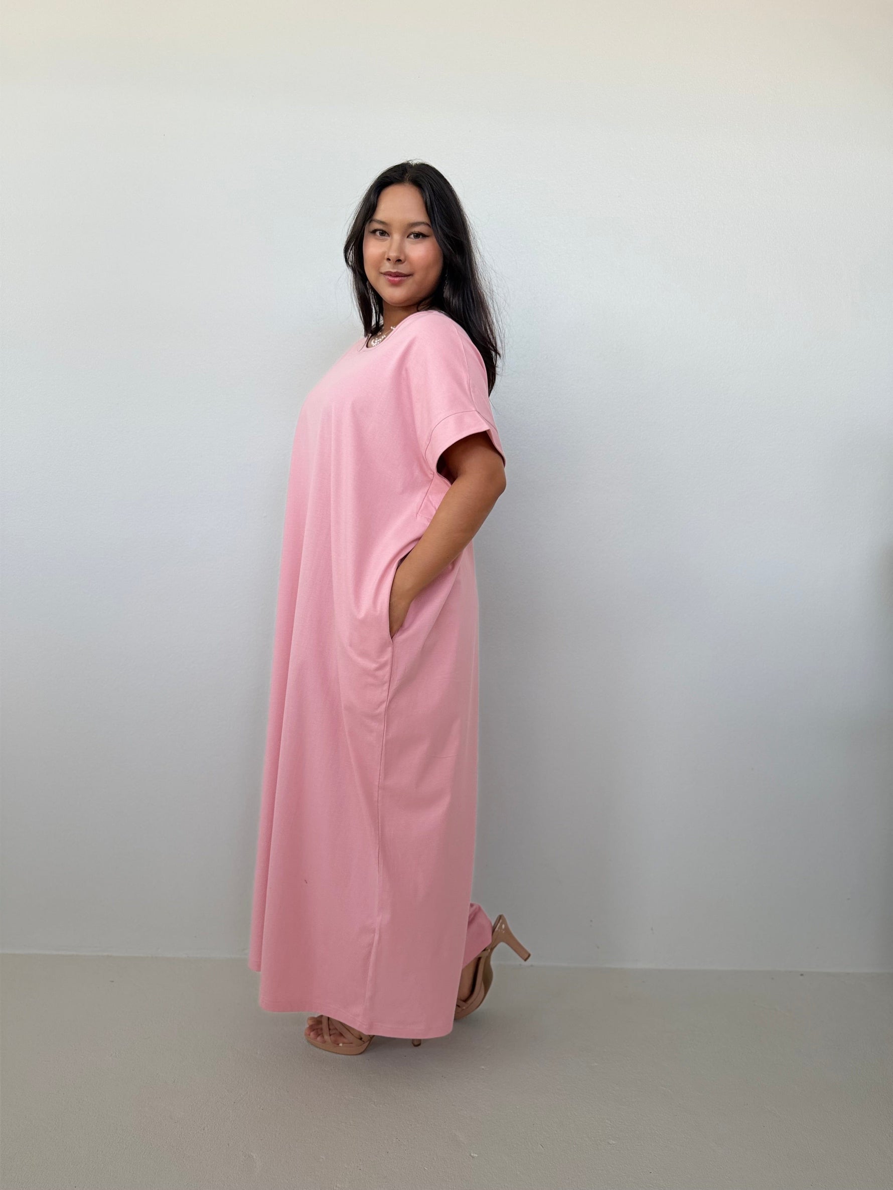 Mala Handworks Alice Jersey Cotton Kaftan in Bubblegum