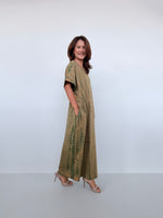 Mala Handworks Alice Jersey Cotton Kaftan in Olive Tie Dye