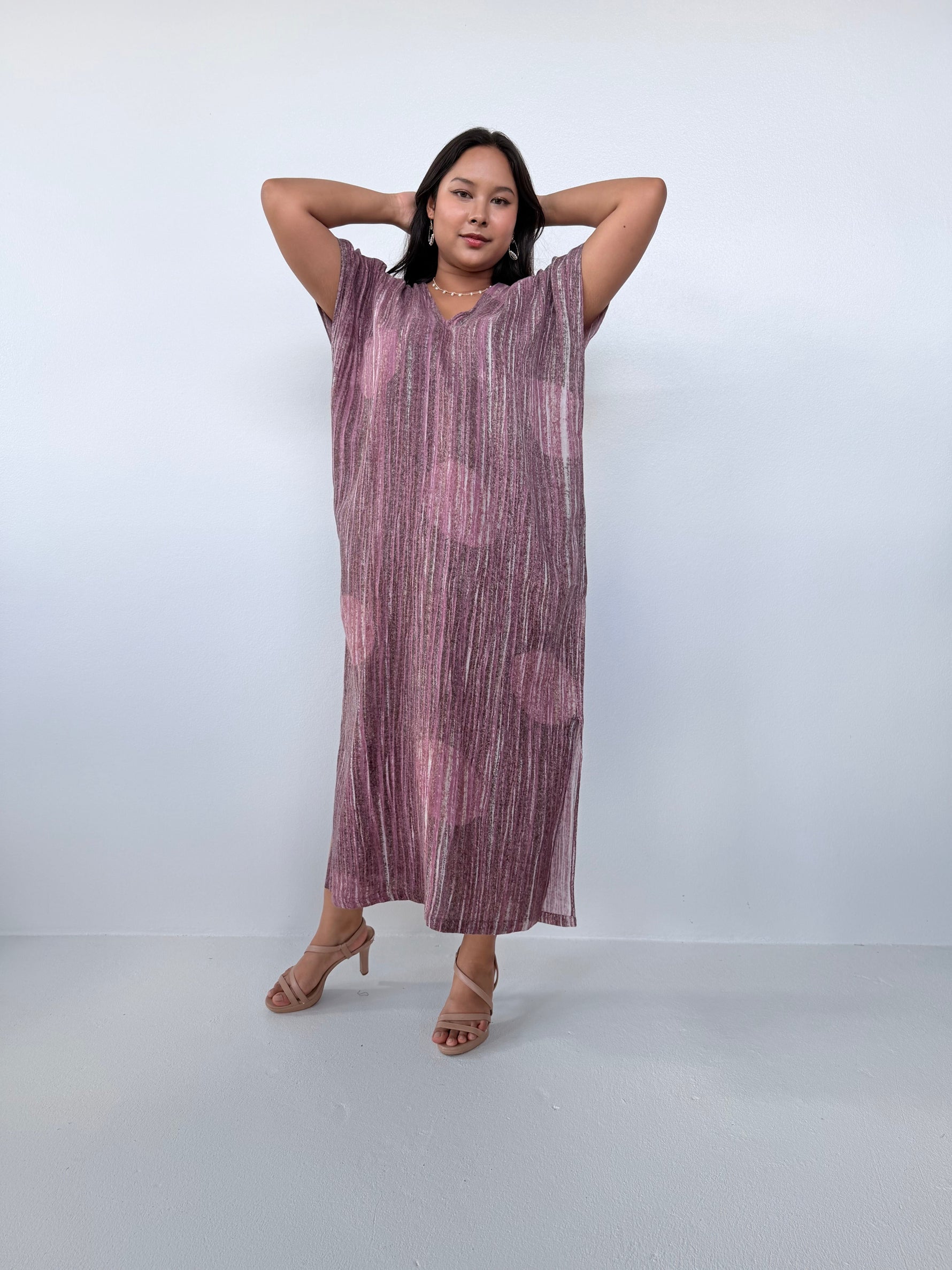Mala Handworks Callie Petite Hand-Painted Kaftan in Mauve