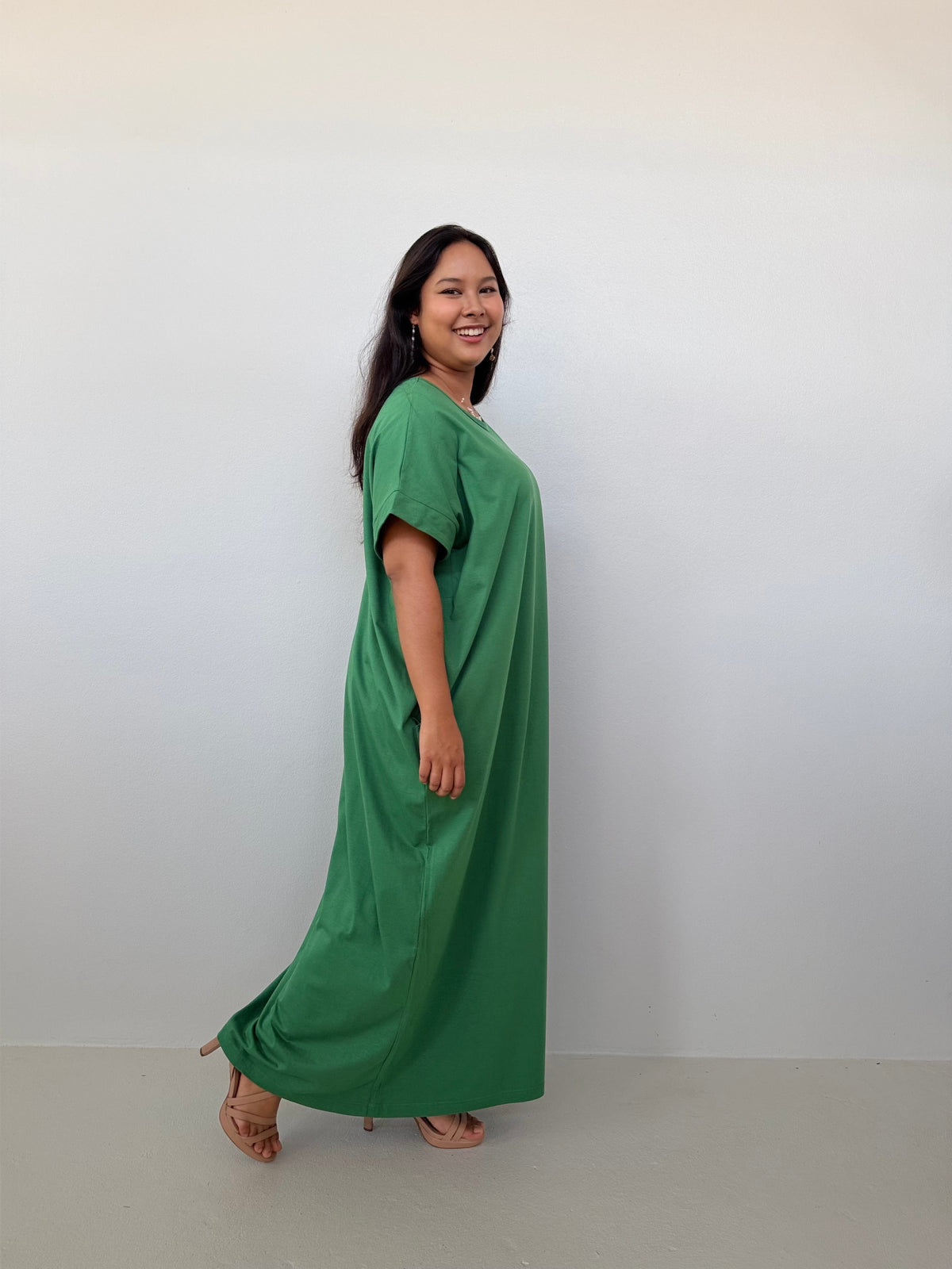 Mala Handworks Alice Jersey Cotton Kaftan in Emerald