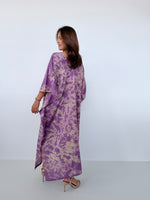 Mala Handworks Olena Cotton Kaftan in Purple & Tan Tie Dye