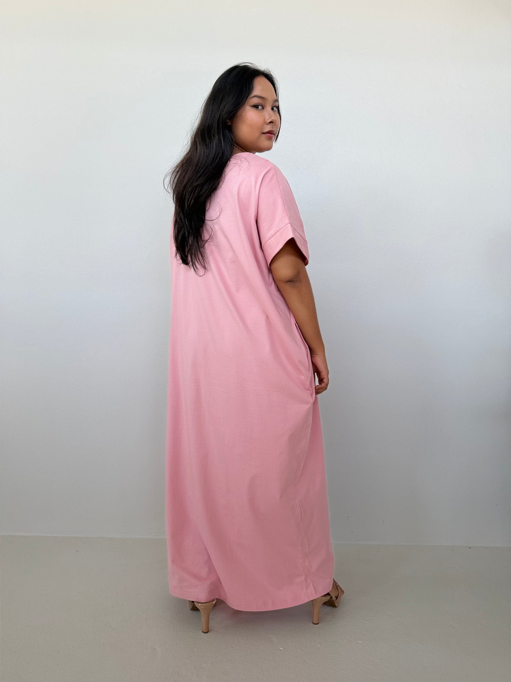 Mala Handworks Alice Jersey Cotton Kaftan in Bubblegum
