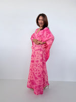Mala Handworks Olena Cotton Kaftan in Watermelon Tie Dye