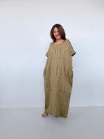 Mala Handworks Alice Jersey Cotton Kaftan in Olive Tie Dye