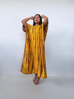 Mala Handworks Grace Cotton Kaftan in Gold & Brown Tie Dye