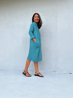 Mala Handworks Bree Double Gauze Cotton Dress in Turquoise