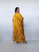 Mala Handworks Grace Cotton Kaftan in Gold & Brown Tie Dye