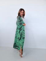 Mala Handworks Olena Cotton Kaftan in Emerald Tie Dye