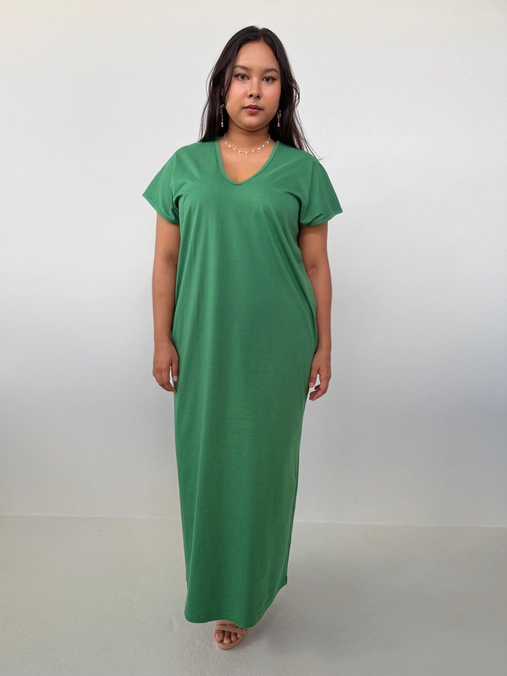 Mala Handworks Alisa Petite Cotton Kaftan in Emerald