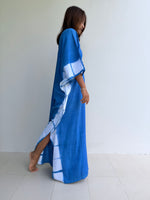 Mala Handworks Indigo Cotton Kaftan in White Frame