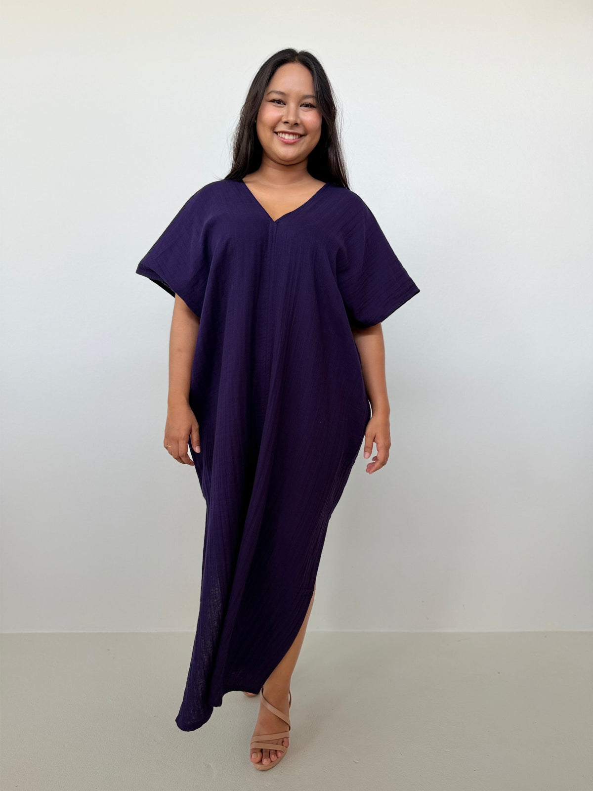 Mala Handworks Gloria Cotton Kaftan in Blackberry
