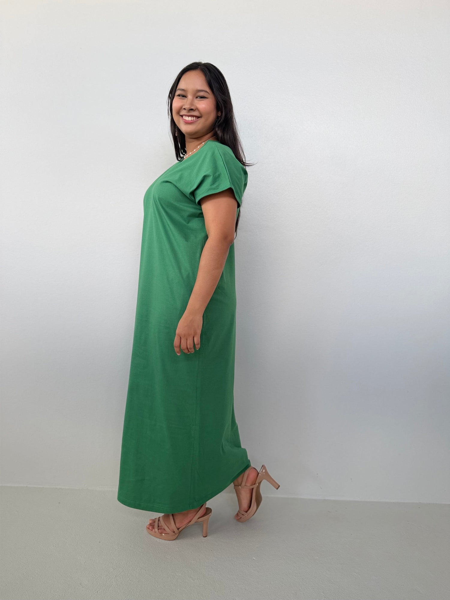Mala Handworks Alisa Petite Cotton Kaftan in Emerald