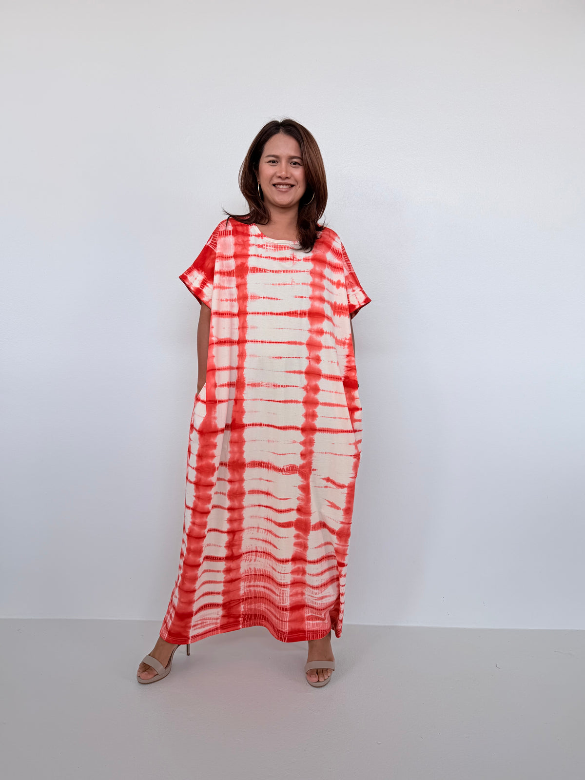 Mala Handworks Alice Jersey Cotton Kaftan in Orange Tie Dye