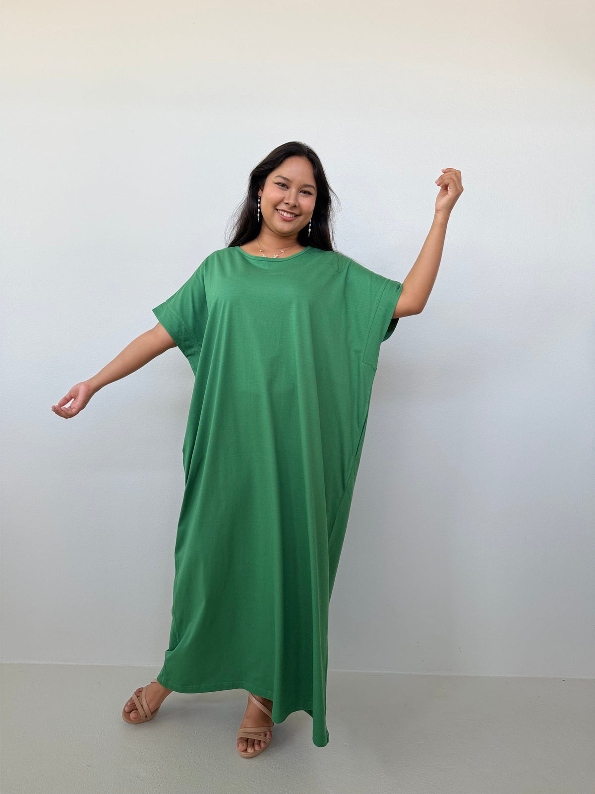 Mala Handworks Alice Jersey Cotton Kaftan in Emerald