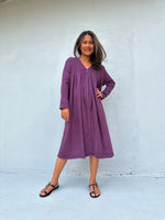 Mala Handworks Bree Double Gauze Cotton Dress in Plum