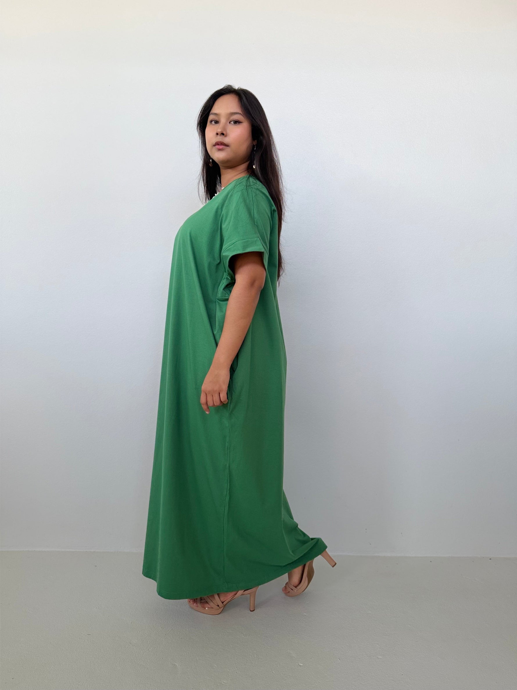 Mala Handworks Alice Jersey Cotton Kaftan in Emerald