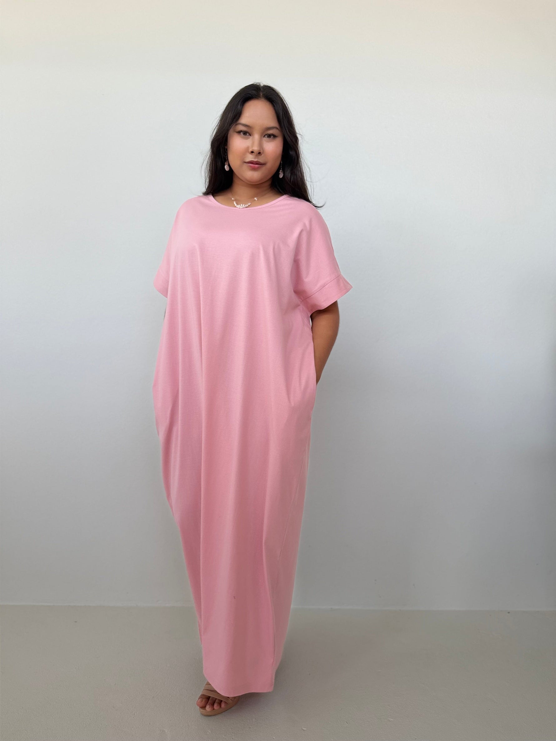 Mala Handworks Alice Jersey Cotton Kaftan in Bubblegum