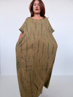 Mala Handworks Alice Jersey Cotton Kaftan in Olive Tie Dye