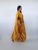 Mala Handworks Grace Cotton Kaftan in Gold & Brown Tie Dye