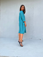 Mala Handworks Bree Double Gauze Cotton Dress in Turquoise