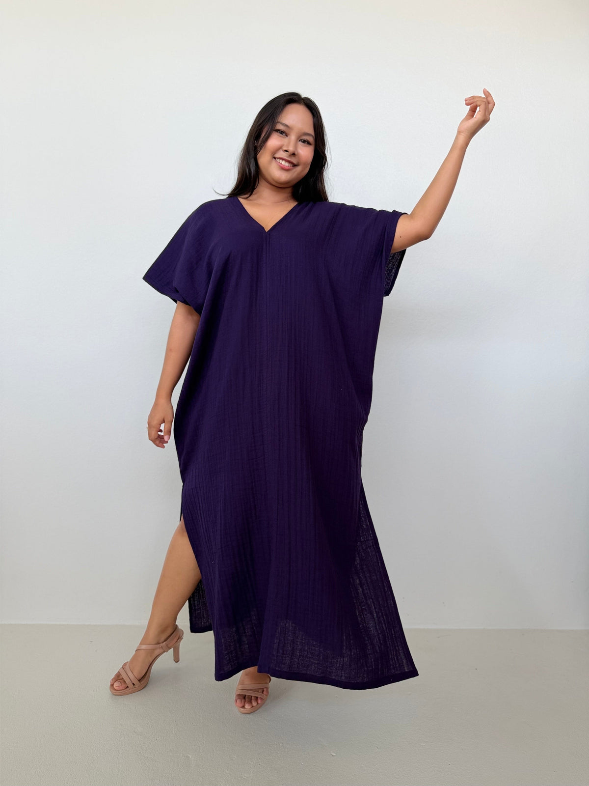 Mala Handworks Gloria Cotton Kaftan in Blackberry