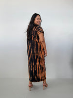 Mala Handworks Alisa Petite Cotton Kaftan in Black & Rust Tie Dye