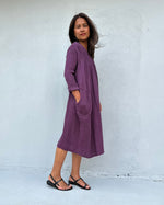 Mala Handworks Bree Double Gauze Cotton Dress in Plum