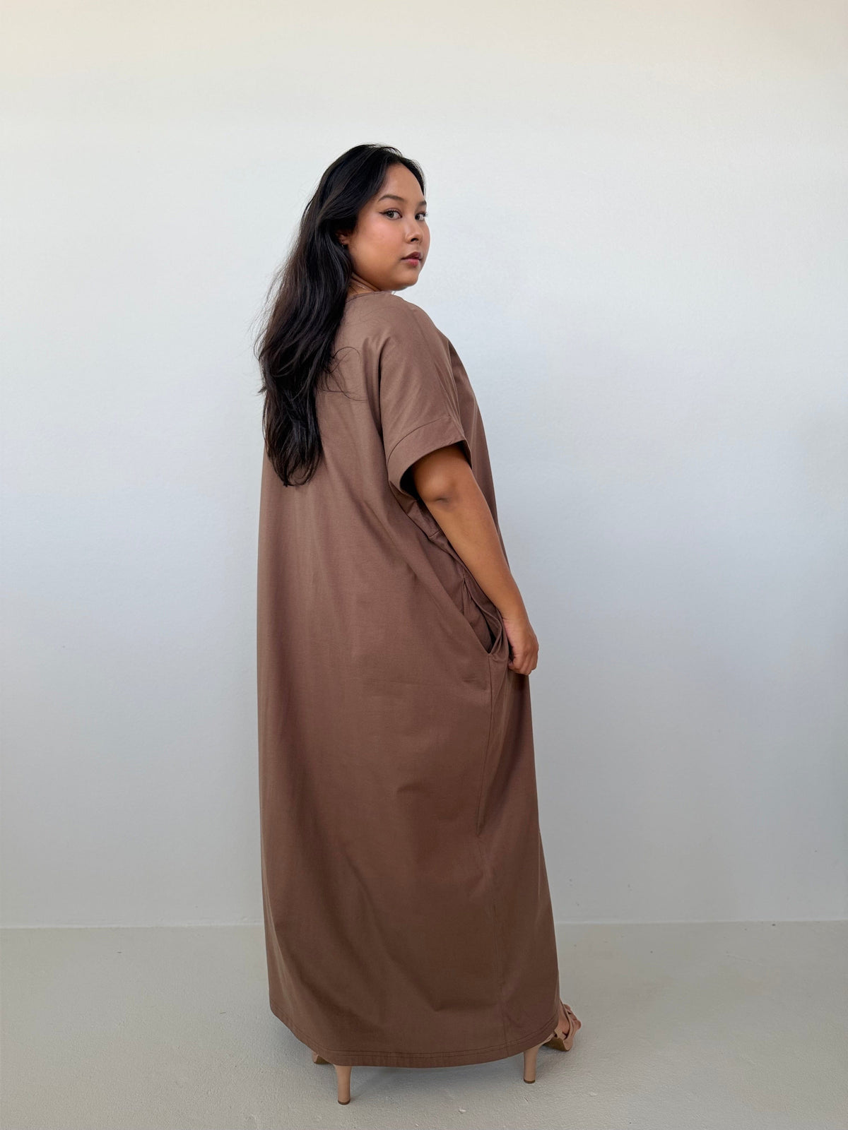 Mala Handworks Alice Jersey Cotton Kaftan in Mocha