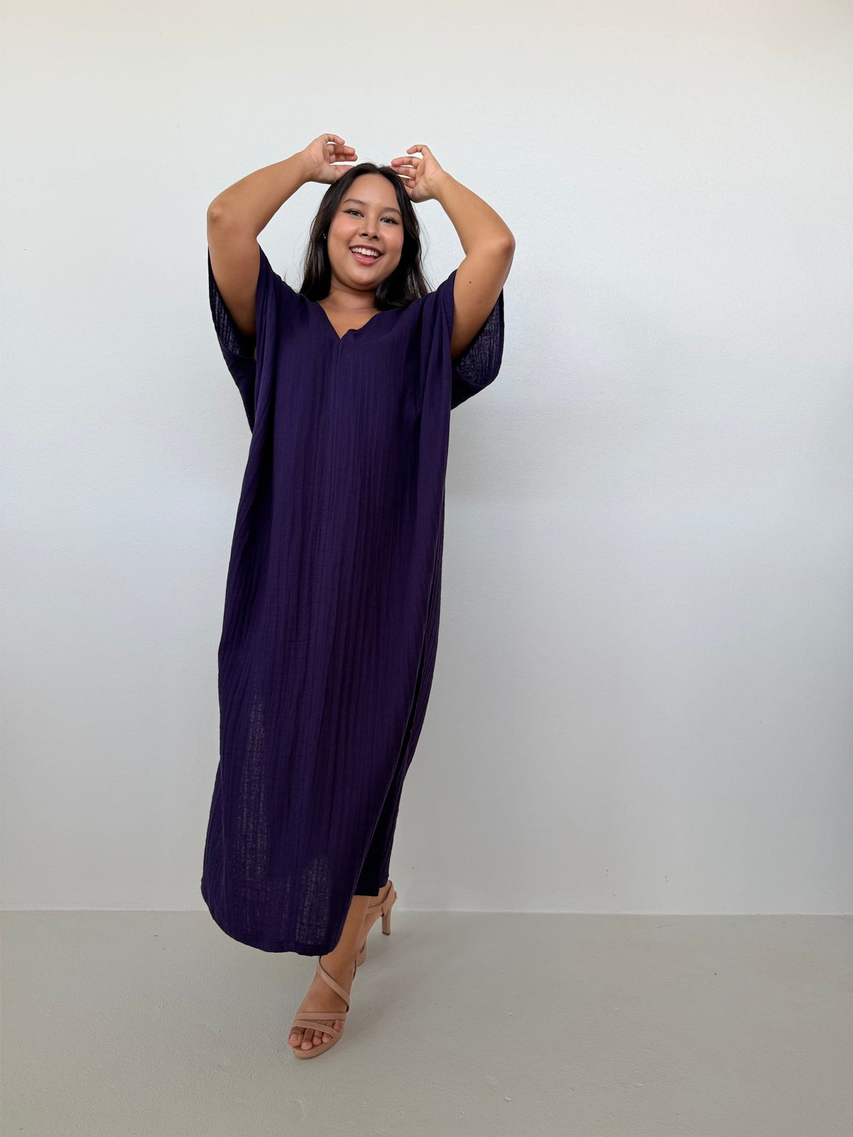 Mala Handworks Gloria Cotton Kaftan in Blackberry