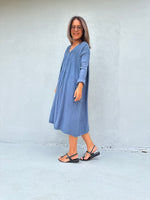 Mala Handworks Bree Double Gauze Cotton Dress in Blueberry