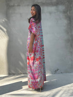 MALA handworks Alice Jersey Cotton Kaftan in Aqua Fuchsia Tidal Tie Dye