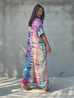 Mala Handworks Alice Jersey Cotton Kaftan in Aqua Rainbow Tie Dye