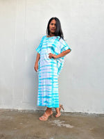 Mala Handworks Alice Jersey Cotton Kaftan in Aqua Tie Dye