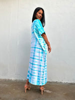 Mala Handworks Alice Jersey Cotton Kaftan in Aqua Tie Dye