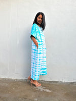 Mala Handworks Alice Jersey Cotton Kaftan in Aqua Tie Dye