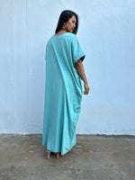 Mala Handworks Alice Jersey Cotton Kaftan in Aqua