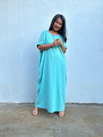 Mala Handworks Alice Jersey Cotton Kaftan in Aqua