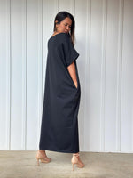 MALA handworks Alice Jersey Cotton Kaftan in Black Batik Eagle Design