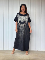 MALA handworks Alice Jersey Cotton Kaftan in Black Batik Eagle Design